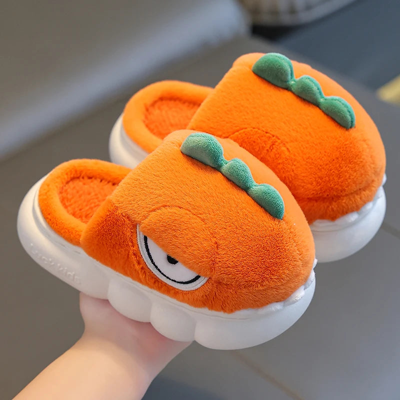 Warm Fluffy Dinosaur Winter Slippers