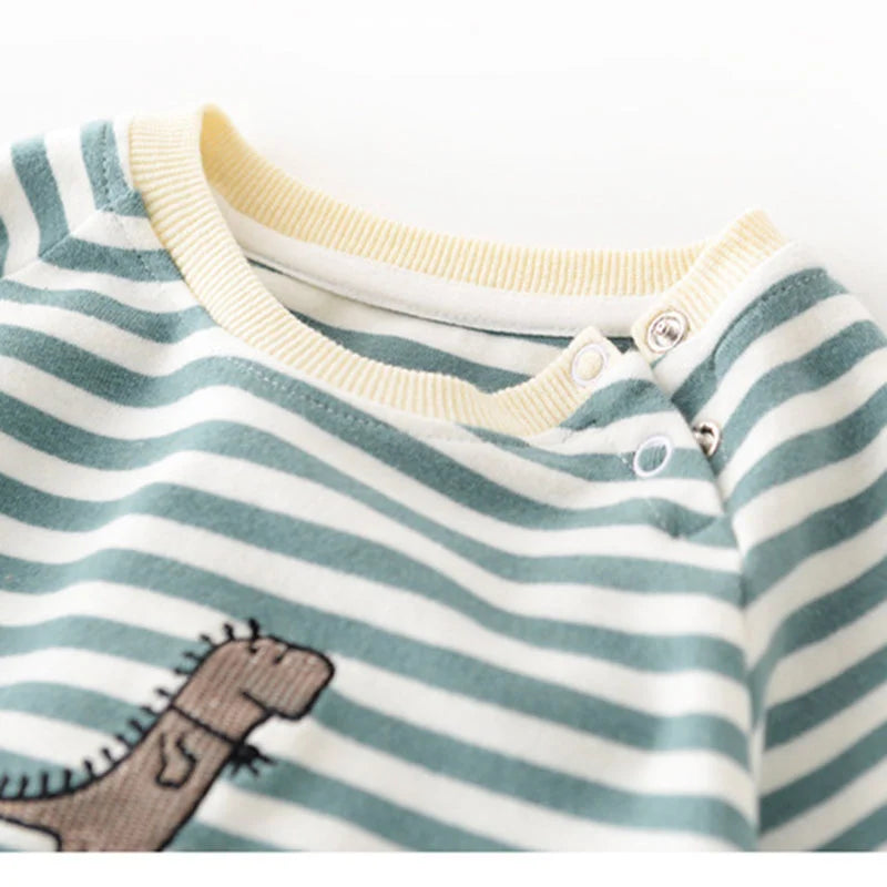 Striped Dinosaur Baby Romper - Toddler Jumpsuit