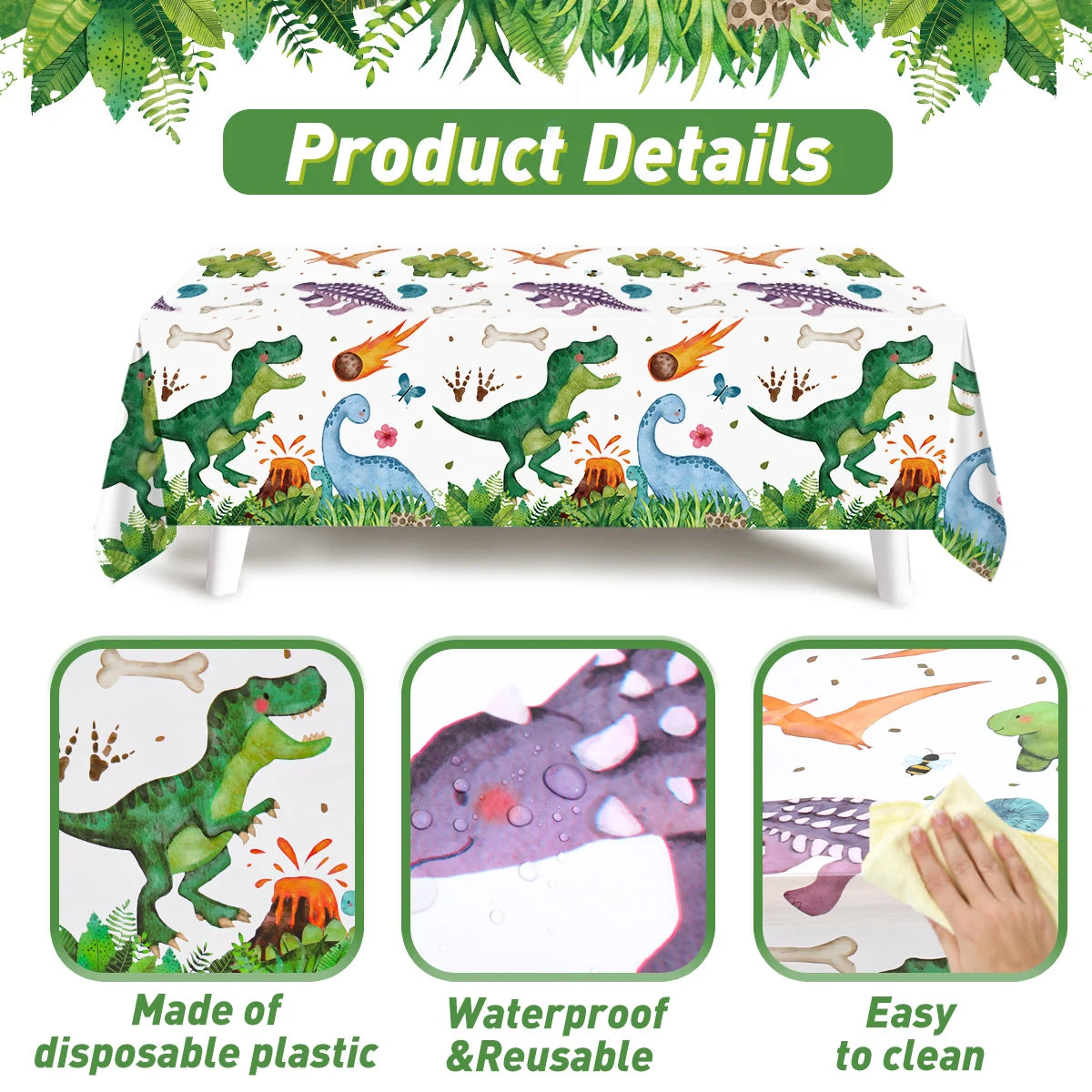 Dinosaur Reusable Tablecloth Party Decoration