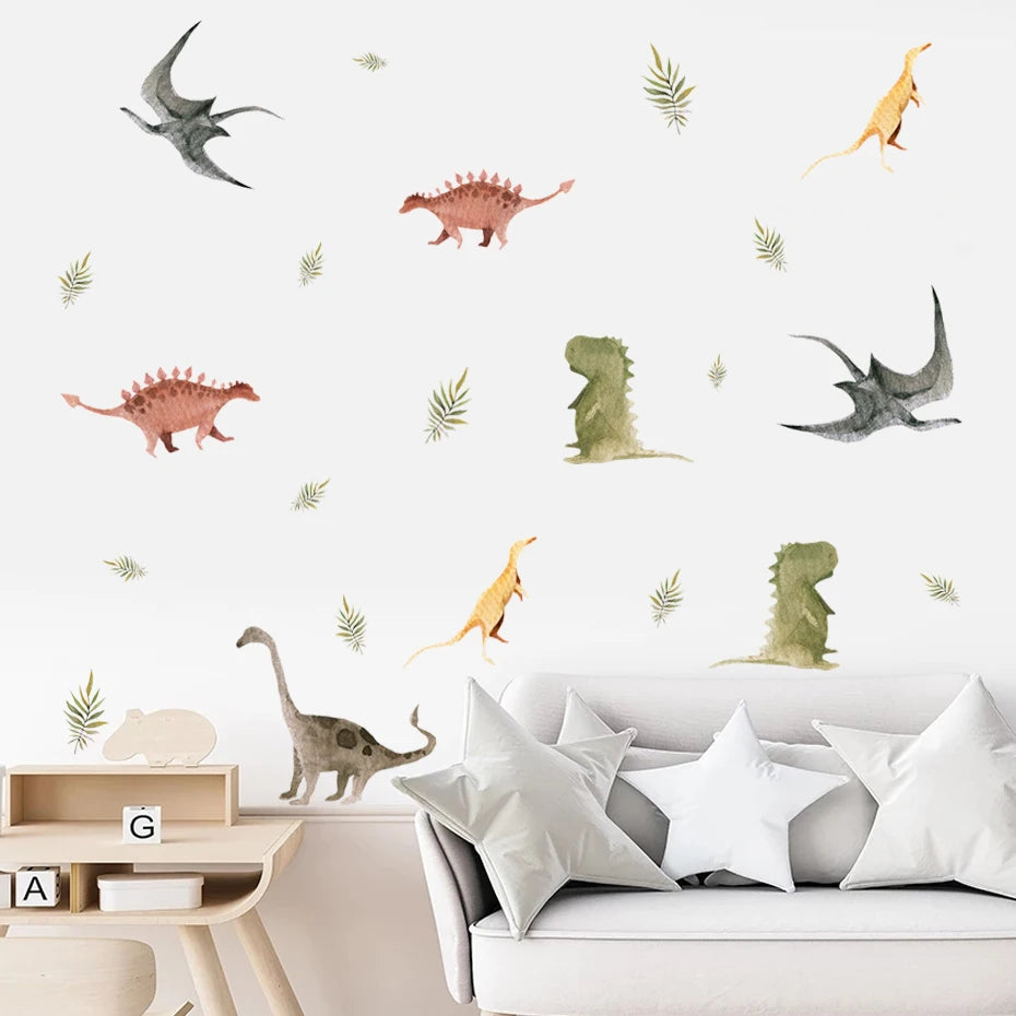 Colorful Cartoon Dinosaurs Wallpaper Sticker
