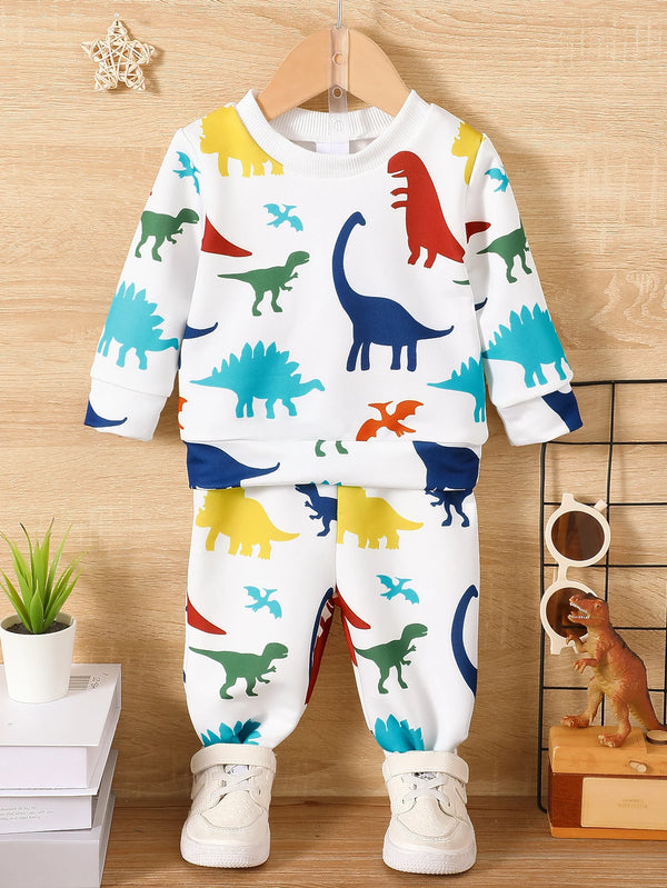 Colorful Dinosaur Jumper and Tracksuit Set