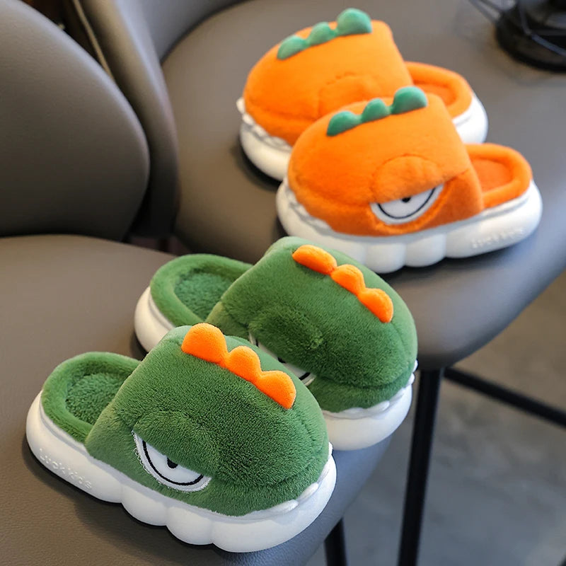 Warm Fluffy Dinosaur Winter Slippers