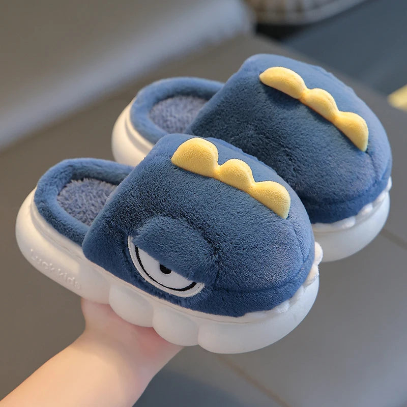 Warm Fluffy Dinosaur Winter Slippers