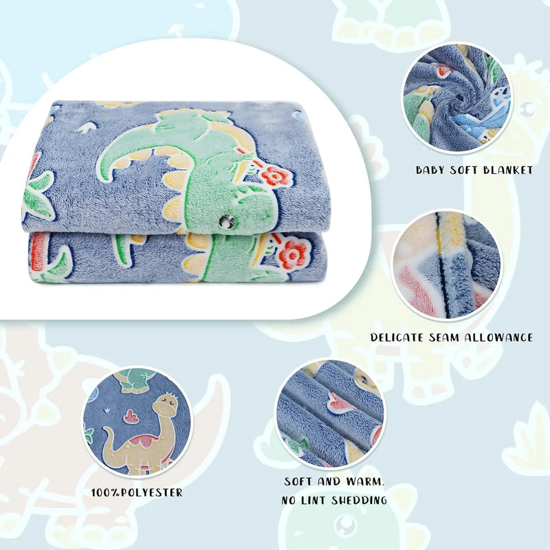 Dinosaur Blanket - Glow in the Dark Blanket for Kids