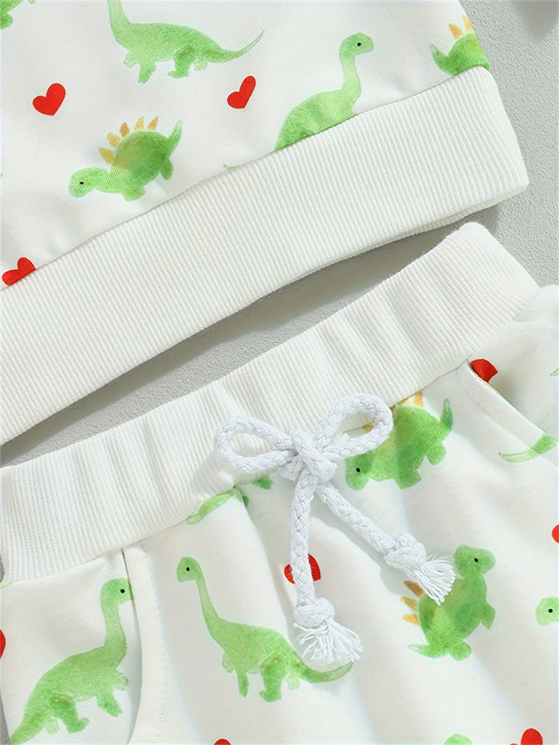 Two Piece Dinosaur and Love Hearts Set