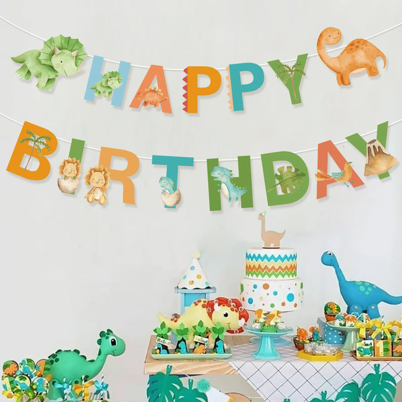 Dinosaur Birthday Party Decoration - Happy Birthday Banner