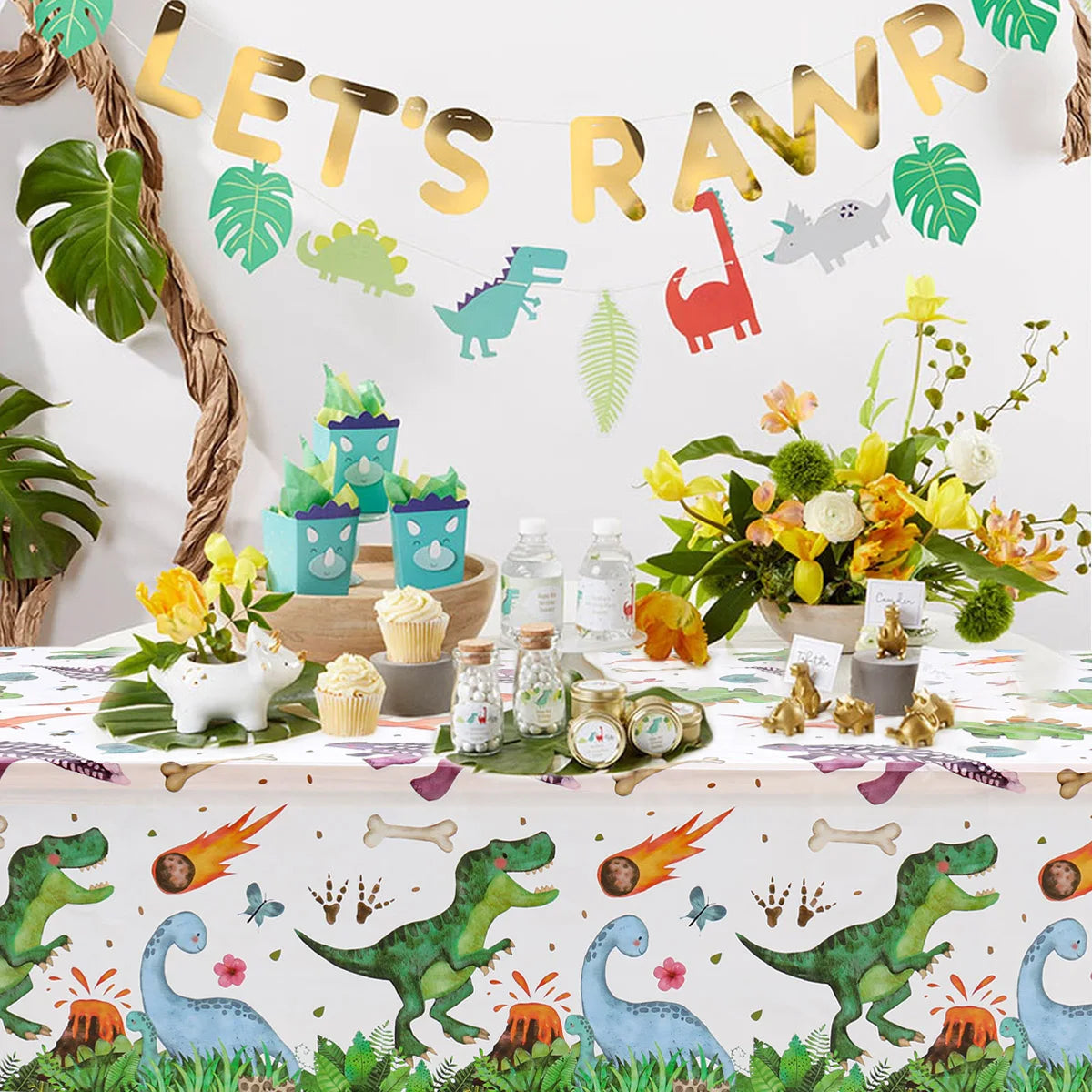 Dinosaur Reusable Tablecloth Party Decoration