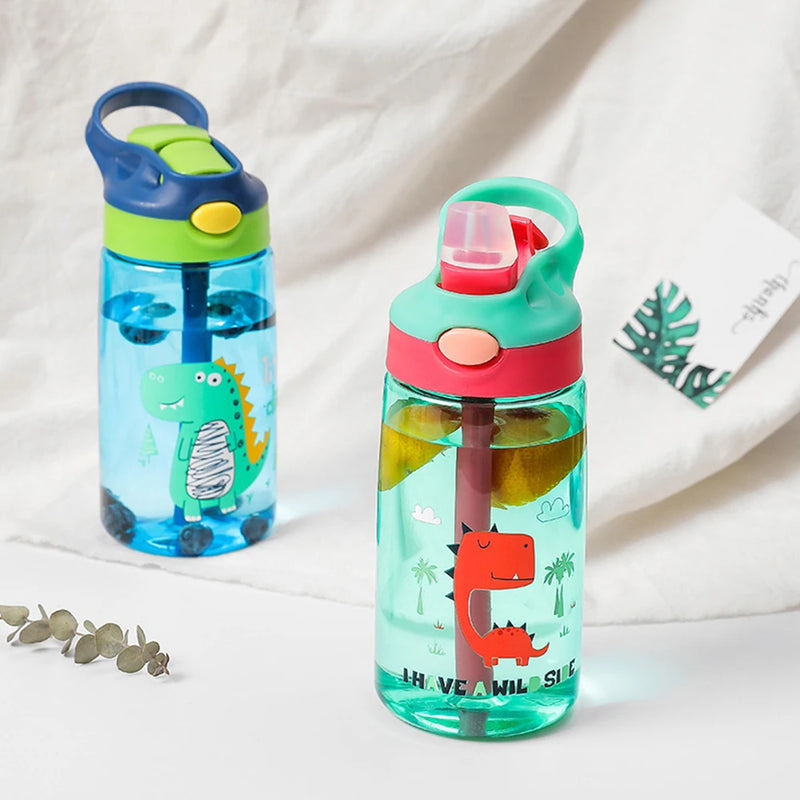 Dinosaur Water Bottle with Straw For Kids