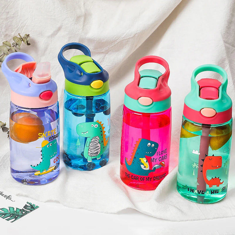 Dinosaur Water Bottle with Straw For Kids