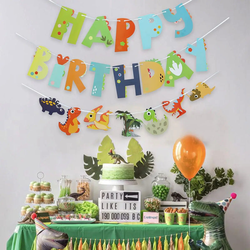 Dinosaur Birthday Party Decoration - Happy Birthday Banner