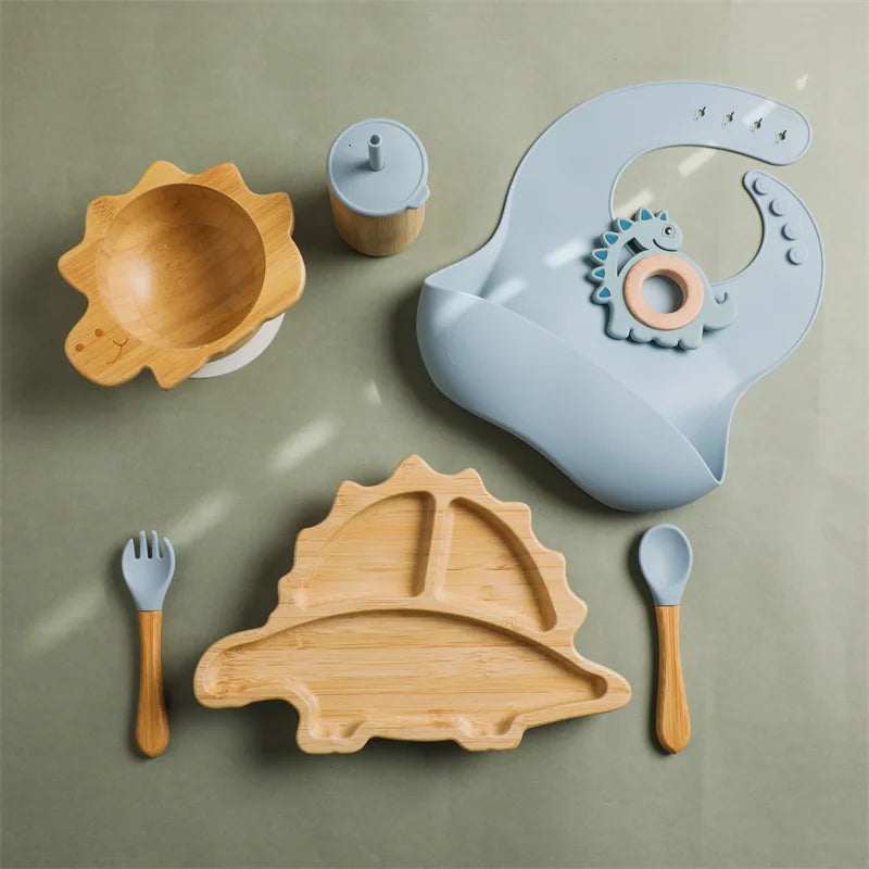 Dinosaur Baby Bamboo Feeding Set