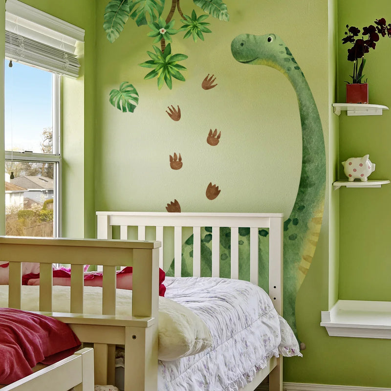 Green Leaf Dinosaur Wallpaper Sticker