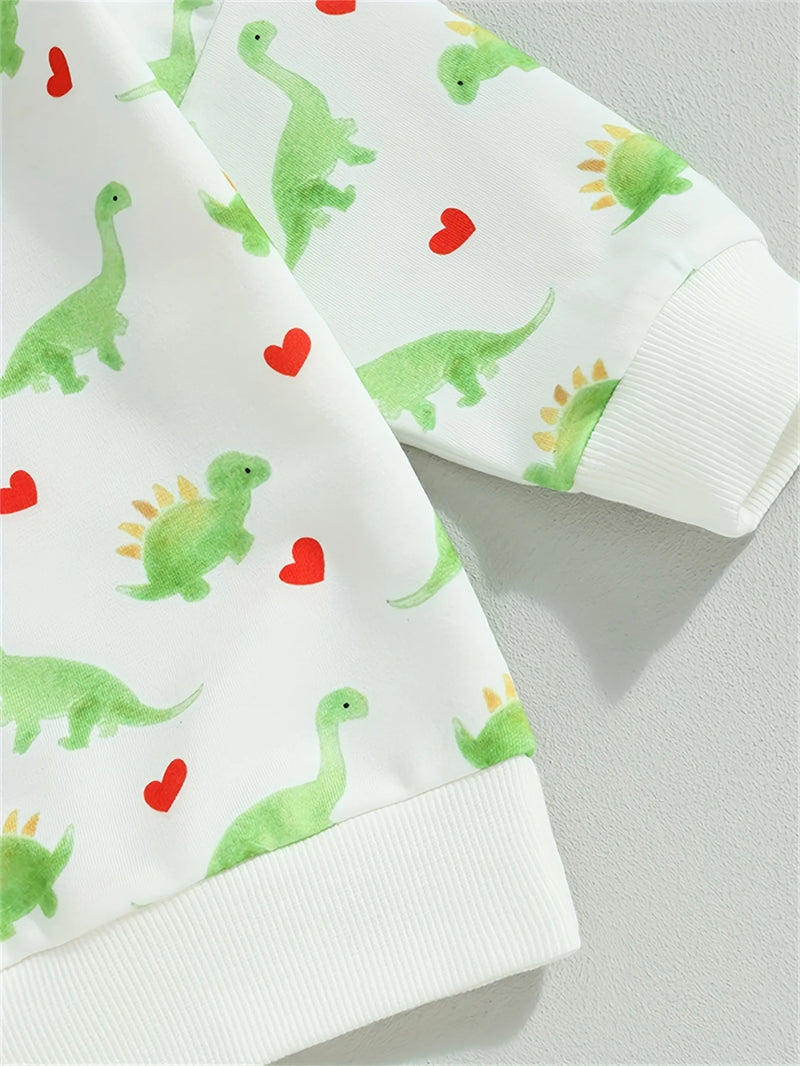 Two Piece Dinosaur and Love Hearts Set