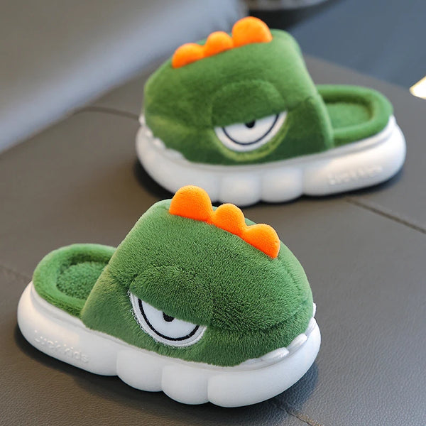 Warm Fluffy Dinosaur Winter Slippers