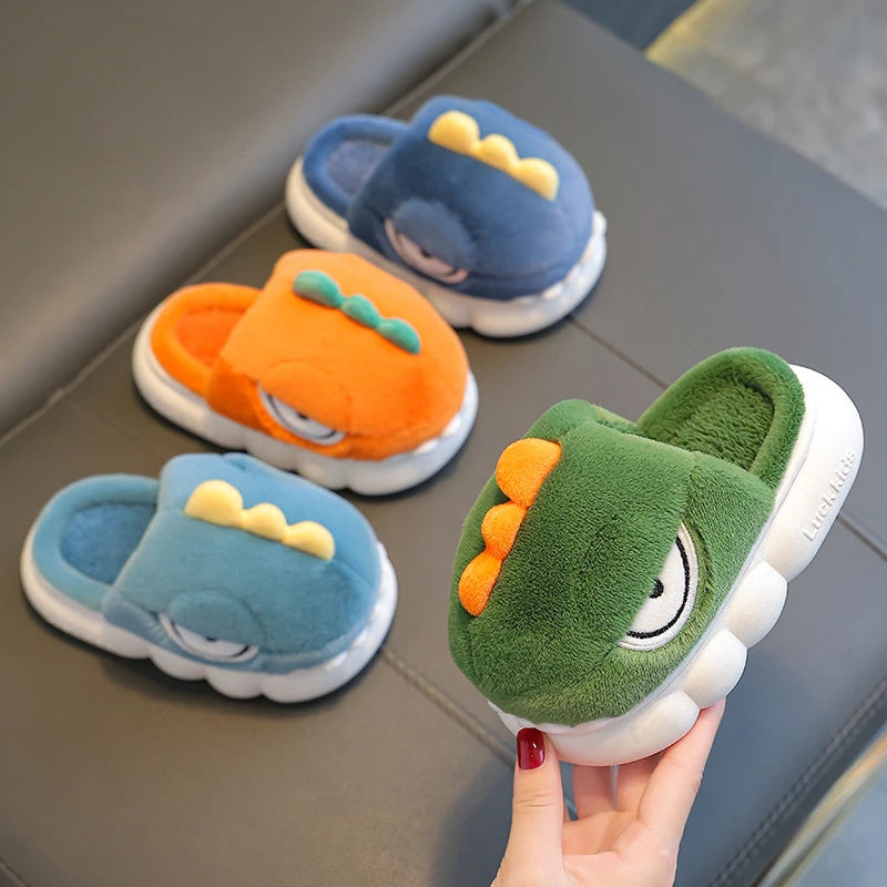 Warm Fluffy Dinosaur Winter Slippers