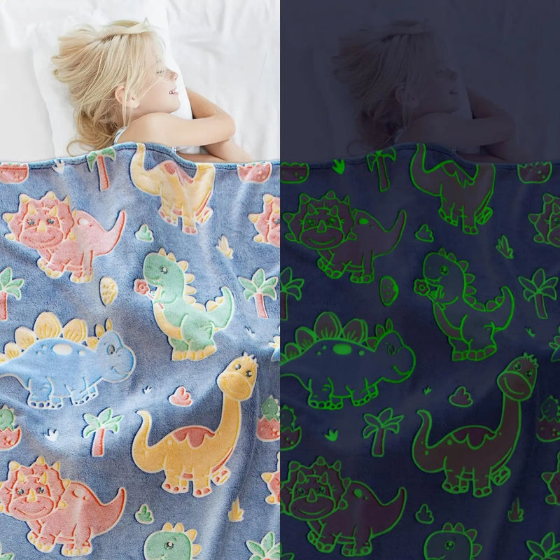 Dinosaur Blanket - Glow in the Dark Blanket for Kids