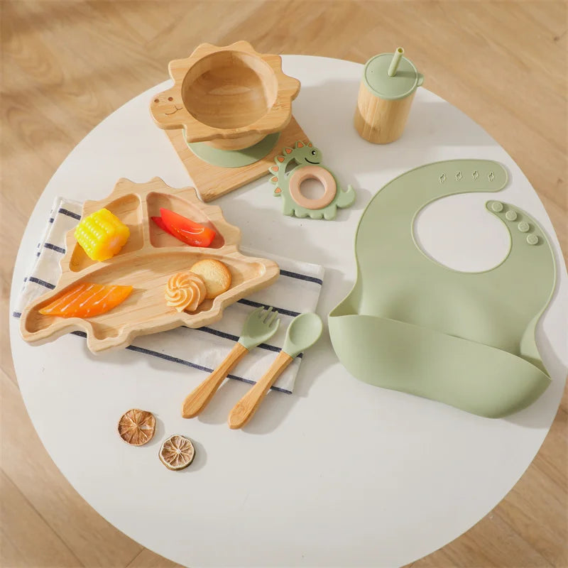 Dinosaur Baby Bamboo Feeding Set