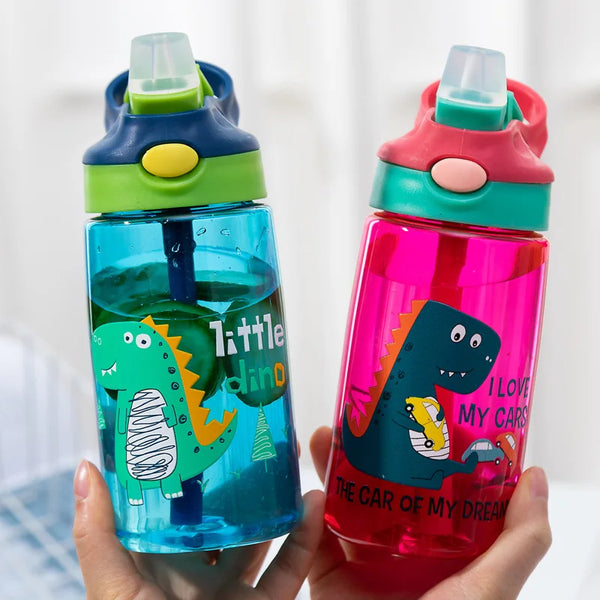 Dinosaur Water Bottle with Straw For Kids