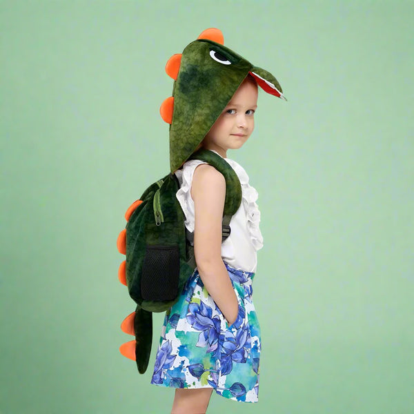 Plush Dinosaur Backpack with Hood