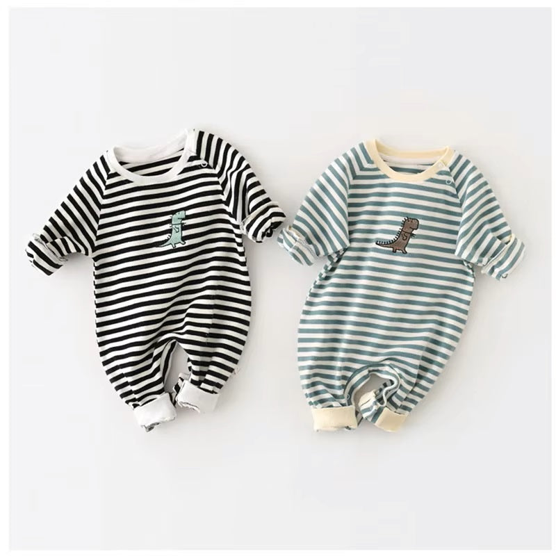 Striped Dinosaur Baby Romper - Toddler Jumpsuit