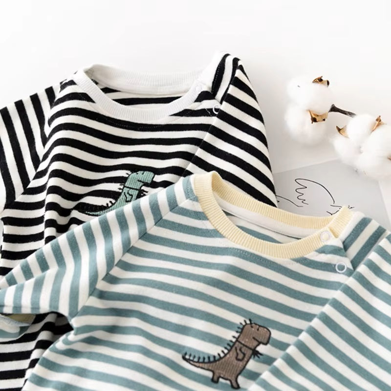 Striped Dinosaur Baby Romper - Toddler Jumpsuit