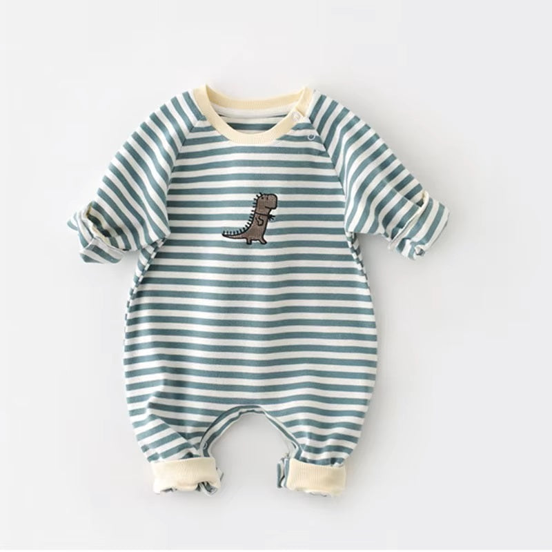 Striped Dinosaur Baby Romper - Toddler Jumpsuit