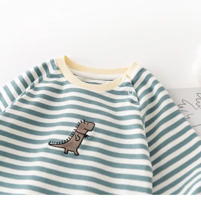 Striped Dinosaur Baby Romper - Toddler Jumpsuit