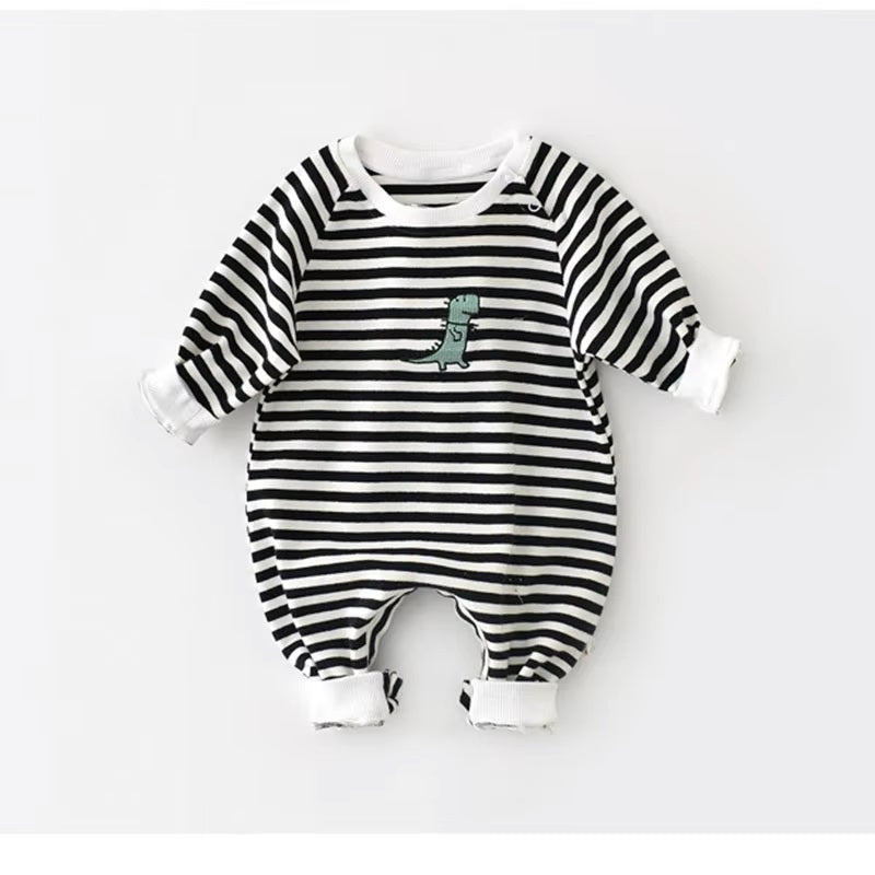 Striped Dinosaur Baby Romper - Toddler Jumpsuit