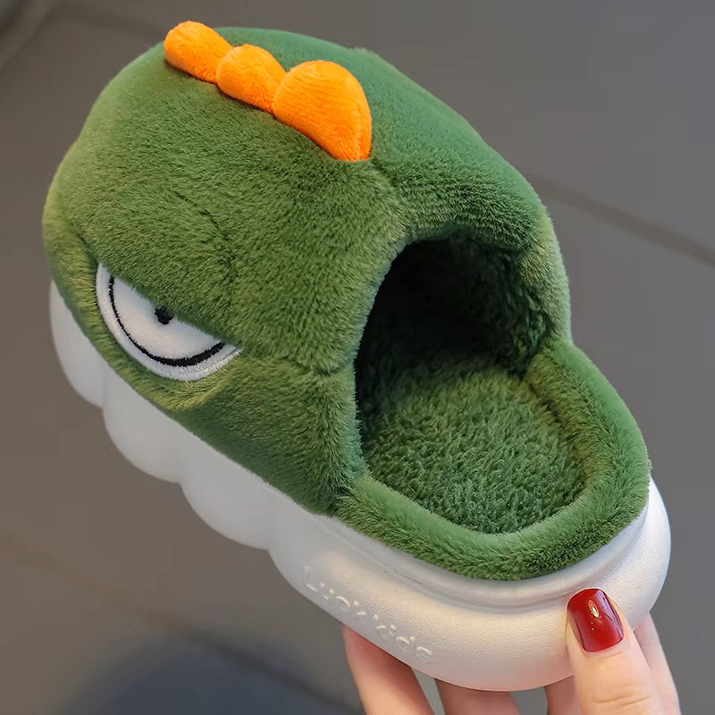 Warm Fluffy Dinosaur Winter Slippers