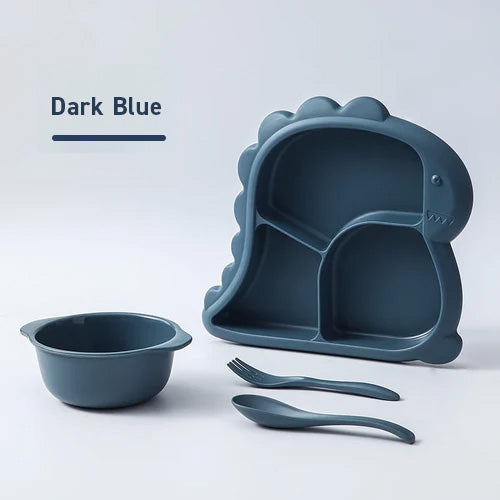 Dinosaur Baby Silicone Dish Feeding Set