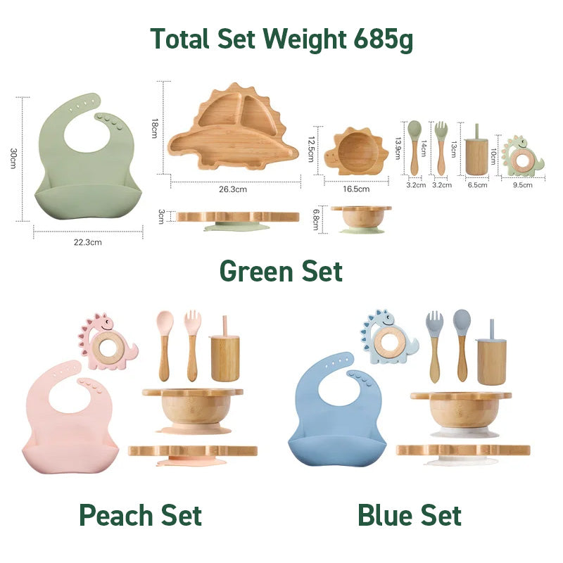 Dinosaur Baby Bamboo Feeding Set