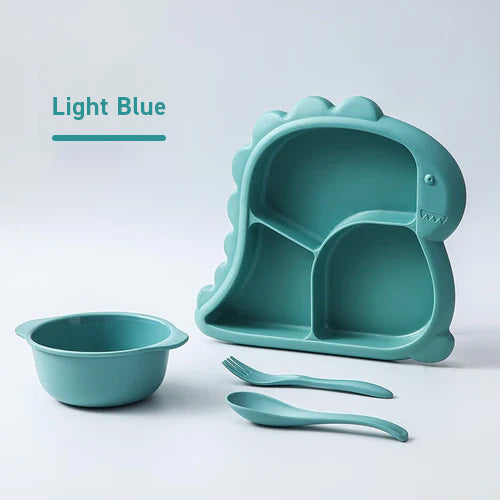 Dinosaur Baby Silicone Dish Feeding Set