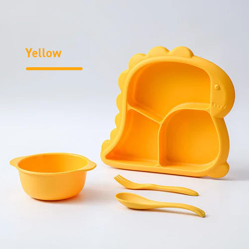 Dinosaur Baby Silicone Dish Feeding Set